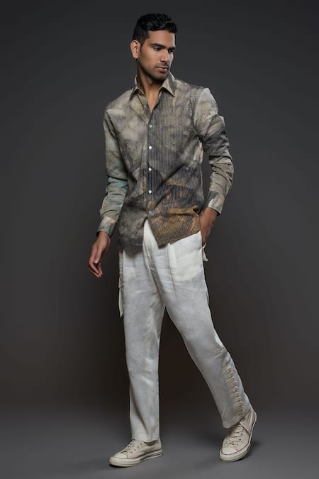 Buy Balance By Rohit Bal Grey Voile Abstract Print Shirt Online at Aza Fashions Buy_Balance By Rohit Bal_Grey Voile Abstract Print Shirt _Online_at_Aza_Fashions