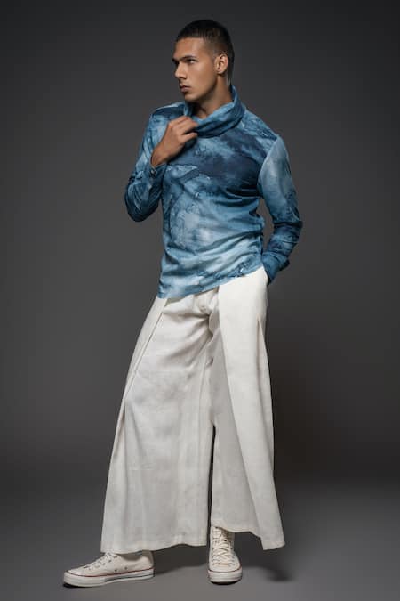 Shop Balance By Rohit Bal Blue Voile Abstract Print T-shirt at Aza Fashions Shop_Balance By Rohit Bal_Blue Voile Abstract Print T-shirt _at_Aza_Fashions