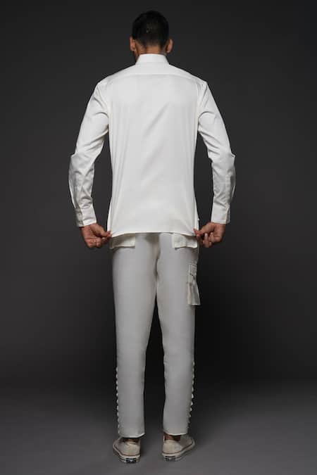 Shop Balance By Rohit Bal White Voile Placement Abstract Print Shirt at Aza Fashions Shop_Balance By Rohit Bal_White Voile Placement Abstract Print Shirt _at_Aza_Fashions