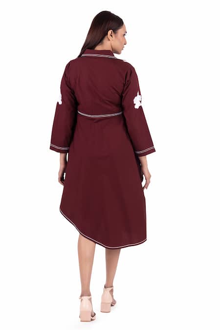 Khat Floral Embroidered Asymmetric Dress 