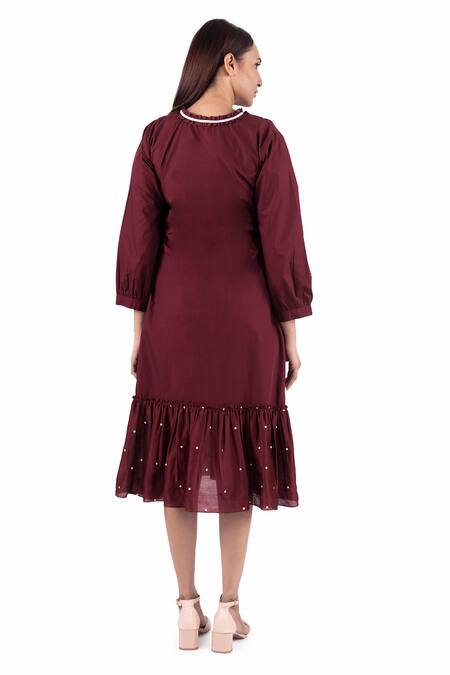 Khat Geometric Smocked Yoke Dress 