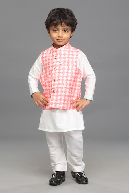 Para Geometric Print Bundi Kurta Set 