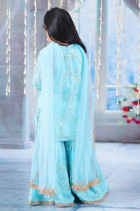 Little Bansi Irish Thread Work Kurta Sharara Set 