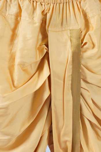 Shop_Little Bansi_Green Silk, Cotton Embroidery Bageecha Floral Thread Work Angarkha Dhoti Set _Online_at_Aza_Fashions