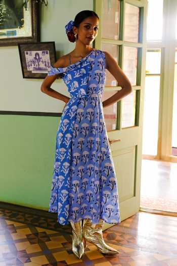 Jodie Asymmetric Print Dress