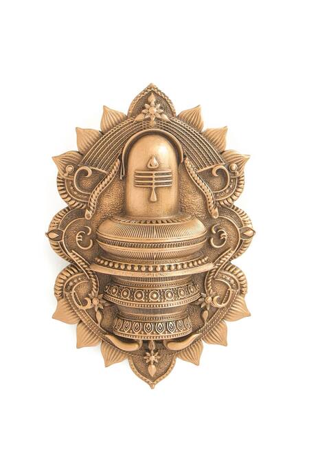 Buy_Cosa Nostraa_Gold Shiva Linga Carved Brooch And Lapel Pin Set_Online_at_Aza_Fashions