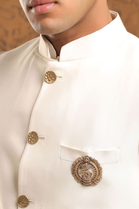 Cosa Nostraa Shiva Tandava Carved Brooch & Lapel Pin Set 