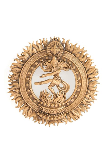 Buy_Cosa Nostraa_Gold Shiva Tandava Carved Brooch And Lapel Pin Set _Online_at_Aza_Fashions