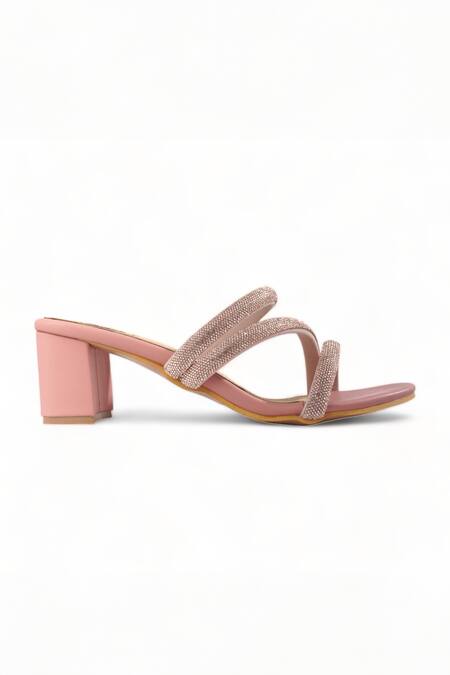 Buy Doriaana Pink Glitter Iona Shimmer Strap Block Heels Online at Aza Fashions Buy_Doriaana_Pink Glitter Iona Shimmer Strap Block Heels_Online_at_Aza_Fashions