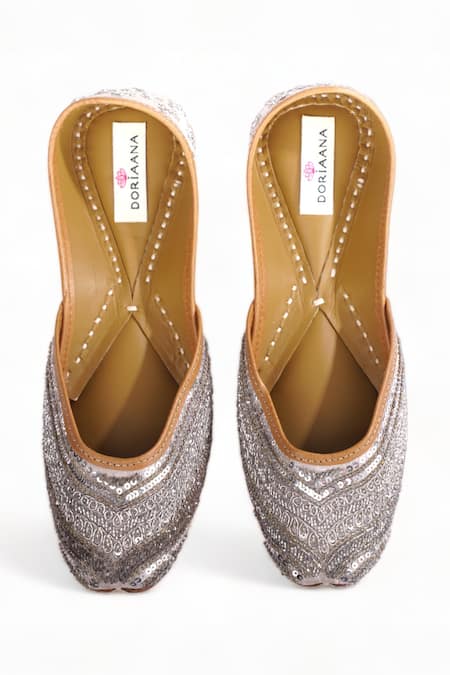 Doriaana Glaze Sequin & Zari Embroidered Juttis 