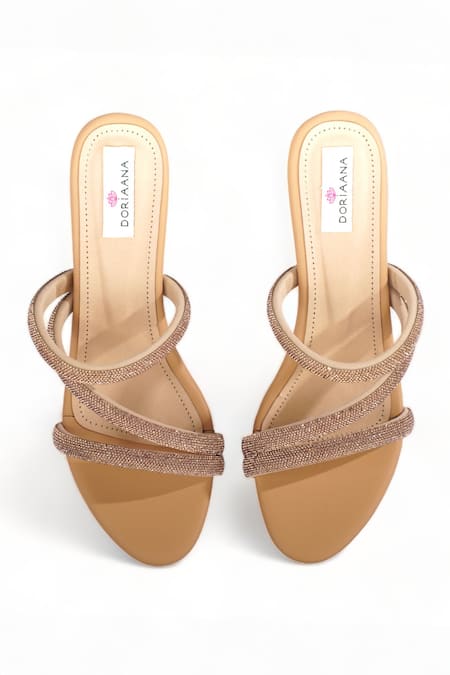 Doriaana Iona Crystal Embroidered Block Heels 