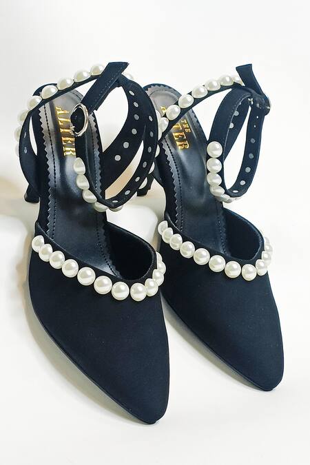 The Alter_Black Pearls Quincy Embellished Stiletto Heels _at_Aza_Fashions