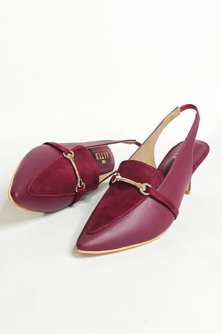 The Alter_Maroon Buckles Audrey Stiletto Heels _Online_at_Aza_Fashions