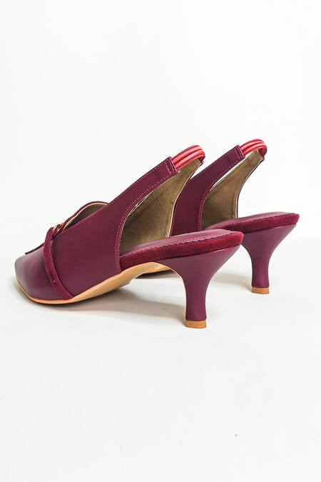 Buy_The Alter_Maroon Buckles Audrey Stiletto Heels _Online_at_Aza_Fashions