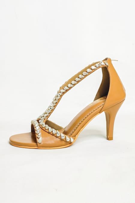 Buy_The Alter_Brown Rhinestones Angela Embellished Stilettos _Online_at_Aza_Fashions