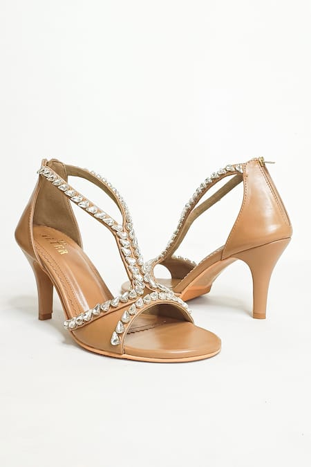 Shop_The Alter_Brown Rhinestones Angela Embellished Stilettos _Online_at_Aza_Fashions