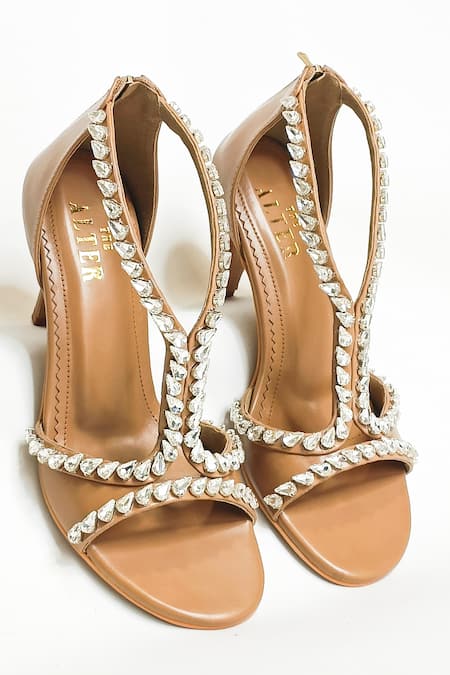 The Alter_Brown Rhinestones Angela Embellished Stilettos _at_Aza_Fashions