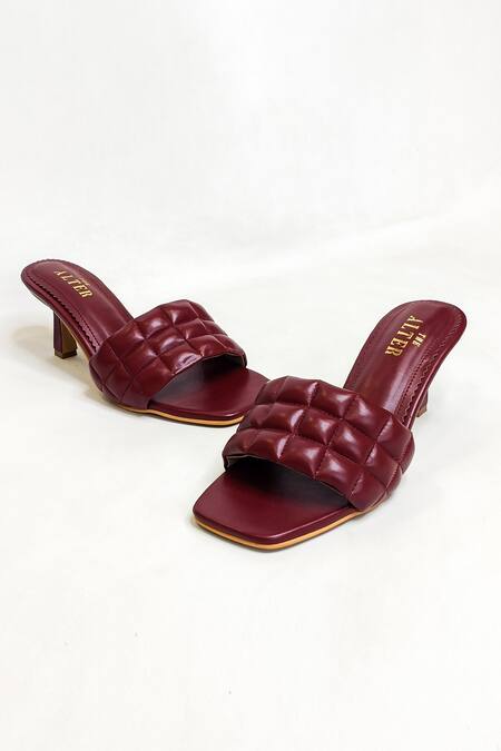 The Alter_Maroon Ashley Quilted Strap Stiletto Heels _Online_at_Aza_Fashions