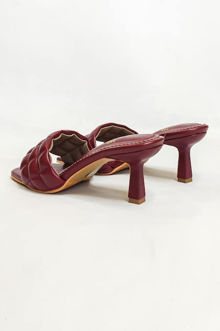 Buy_The Alter_Maroon Ashley Quilted Strap Stiletto Heels _Online_at_Aza_Fashions