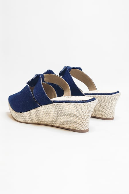 The Alter_Blue Bows Knotted Wedges _Online_at_Aza_Fashions