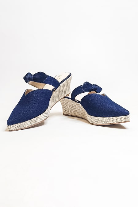 Buy_The Alter_Blue Bows Knotted Wedges _Online_at_Aza_Fashions