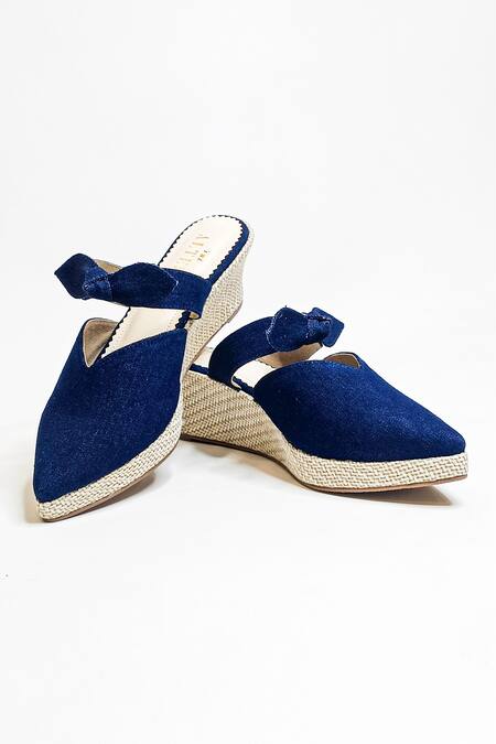 The Alter_Blue Bows Knotted Wedges _at_Aza_Fashions