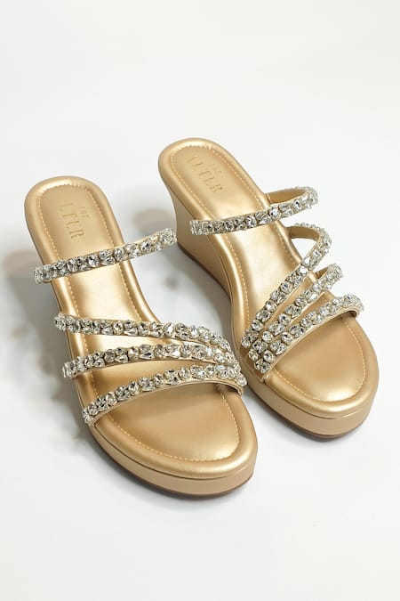 Shop The Alter Gold Crystals Norah Embellished Wedges at Aza Fashions Shop_The Alter_Gold Crystals Norah Embellished Wedges _at_Aza_Fashions