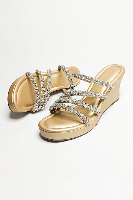 Buy The Alter Gold Crystals Norah Embellished Wedges Online at Aza Fashions Buy_The Alter_Gold Crystals Norah Embellished Wedges _Online_at_Aza_Fashions