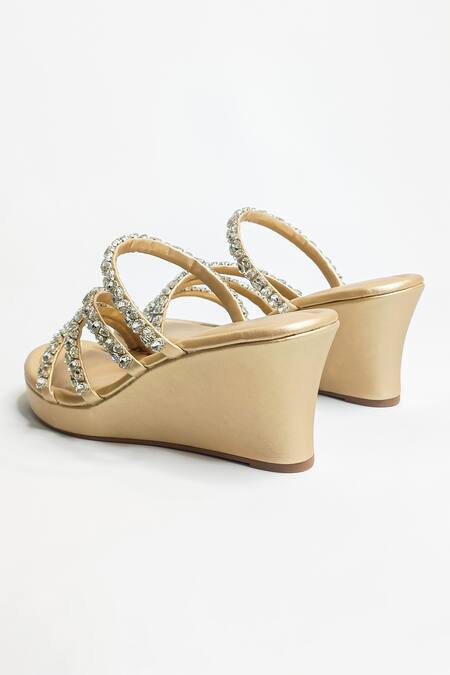 The Alter Gold Crystals Norah Embellished Wedges at Aza Fashions The Alter_Gold Crystals Norah Embellished Wedges _at_Aza_Fashions
