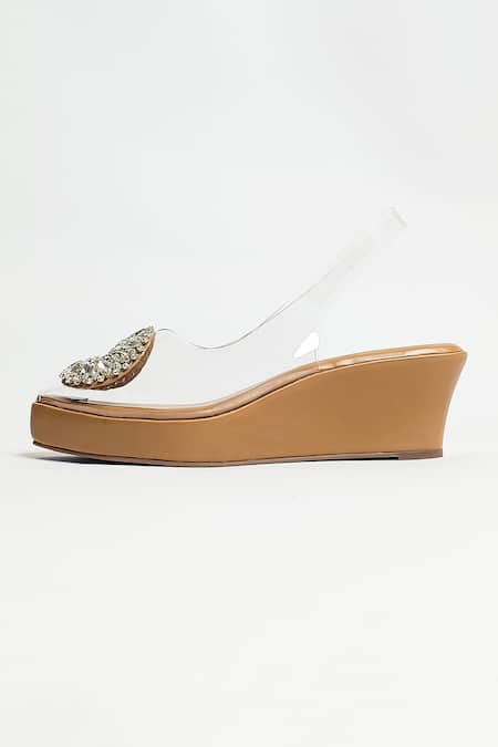 Buy_The Alter_Brown Rhinestones Julia Embellished Wedges _Online_at_Aza_Fashions