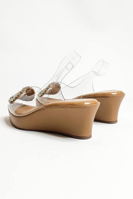 Shop_The Alter_Brown Rhinestones Julia Embellished Wedges _Online_at_Aza_Fashions