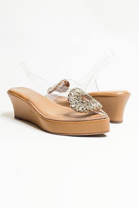 The Alter_Brown Rhinestones Julia Embellished Wedges _at_Aza_Fashions