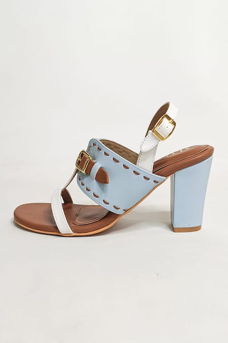 Shop_The Alter_Brown Taylor Buckle Embellished Slingback Block Heels _Online_at_Aza_Fashions