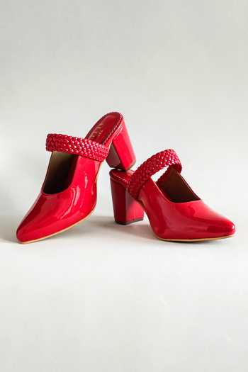 Buy The Alter Red Weave Strap Block Heels at Aza Fashions Buy_The Alter_Red Weave Strap Block Heels _at_Aza_Fashions