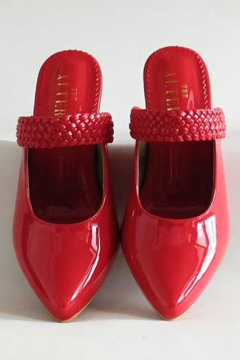 Buy The Alter Red Weave Strap Block Heels Buy_The Alter_Red Weave Strap Block Heels