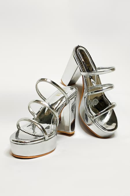 Buy online Women Silver Strap Detailed Slip On Sandal from heels for Women  by Scentra for ₹1349 at 40% off | 2024 Limeroad.com