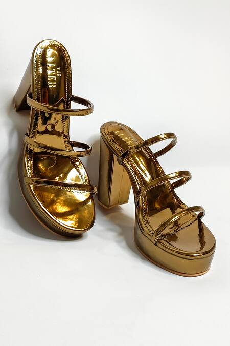 The Alter Gold Diva Strappy Metallic Block Heels at Aza Fashions The Alter_Gold Diva Strappy Metallic Block Heels _at_Aza_Fashions