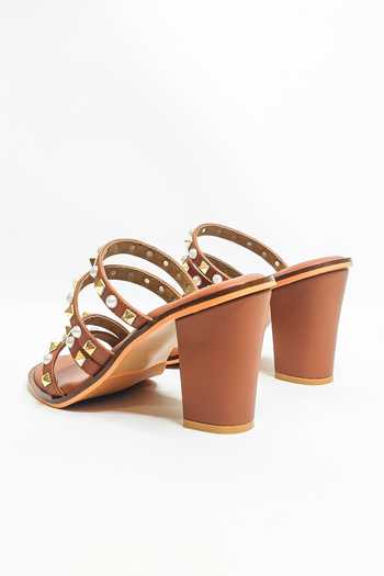 Buy The Alter Brown Studs, Pearls And Strappy Block Heels Online at Aza Fashions Buy_The Alter_Brown Studs, Pearls And Strappy Block Heels _Online_at_Aza_Fashions
