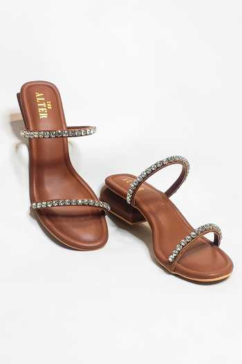 Buy_The Alter_Brown Rhinestones Mysha Embellished Block Heels 