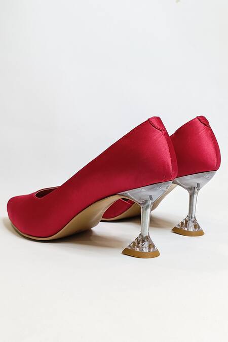 The Alter_Red Rebecca Satin Pyramid Heels _Online_at_Aza_Fashions