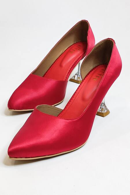 Buy_The Alter_Red Rebecca Satin Pyramid Heels _Online_at_Aza_Fashions