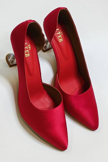 Shop_The Alter_Red Rebecca Satin Pyramid Heels _Online_at_Aza_Fashions