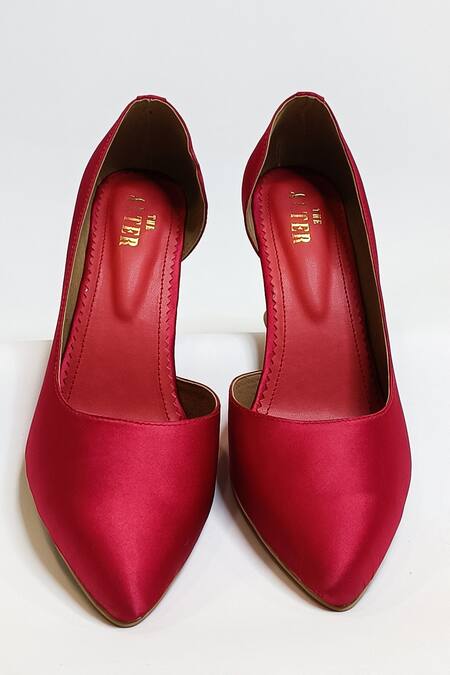 The Alter_Red Rebecca Satin Pyramid Heels _at_Aza_Fashions