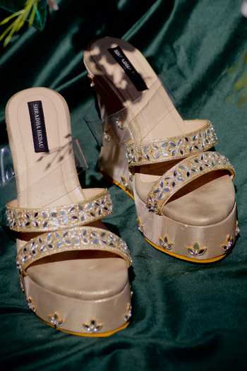 Shradha Hedau Footwear Couture Renisa Floral Embroidered Strap Wedges 