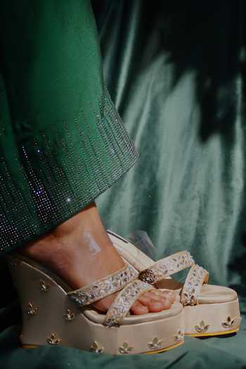 Shradha Hedau Footwear Couture Renisa Floral Embroidered Strap Wedges 