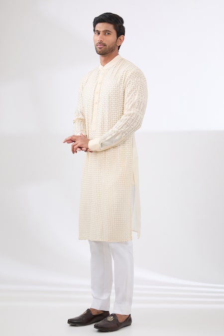 Rabani & Rakha Tonal Embroidered Kurta & Pant Set 