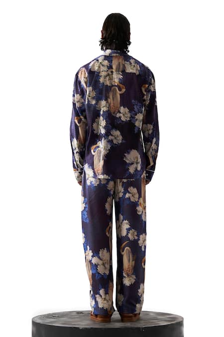 Triune Voile Pelican & Orchid Print Shirt 