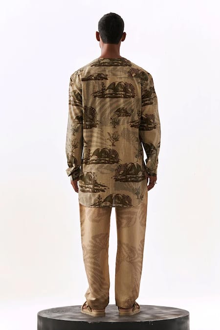 Triune Zebra & Camp Print Shirt 