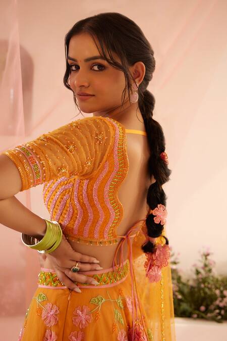 Buy Tuhina Srivastava Orange Organza, Tulle, Stones, Gardenia Bridal Lehenga Set Online at Aza Fashions Buy_Tuhina Srivastava_Orange Organza, Tulle, Stones, Gardenia Bridal Lehenga Set _Online_at_Aza_Fashions