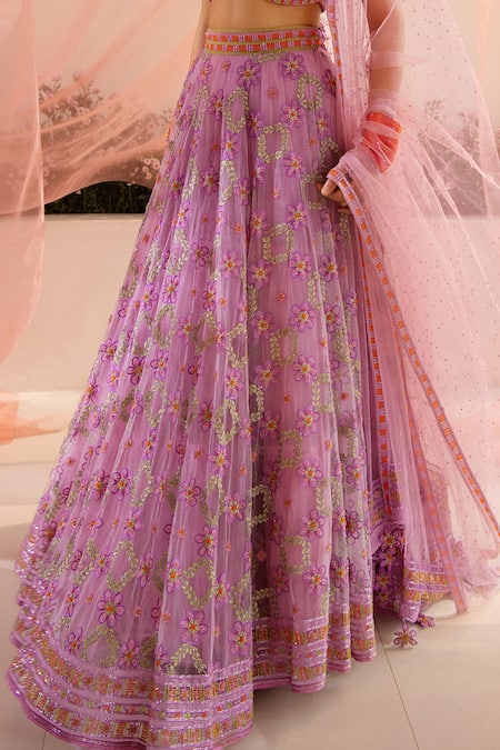 Buy Tuhina Srivastava Purple Organza, Tulle, Beads, Periwinkle Fleur Bridal Lehenga Set Online at Aza Fashions Buy_Tuhina Srivastava_Purple Organza, Tulle, Beads, Periwinkle Fleur Bridal Lehenga Set _Online_at_Aza_Fashions